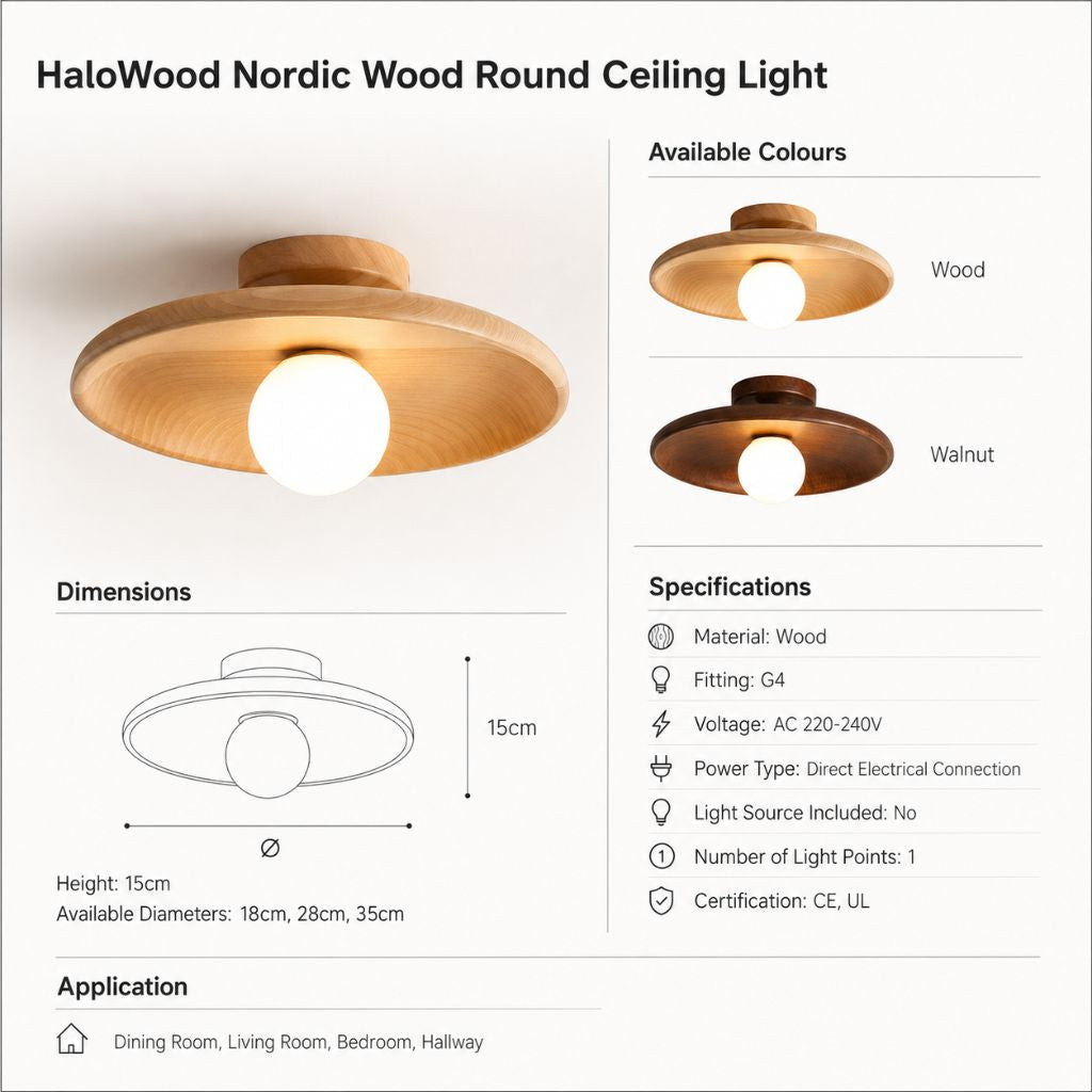 HaloWood Nordic Wood Round Ceiling Light