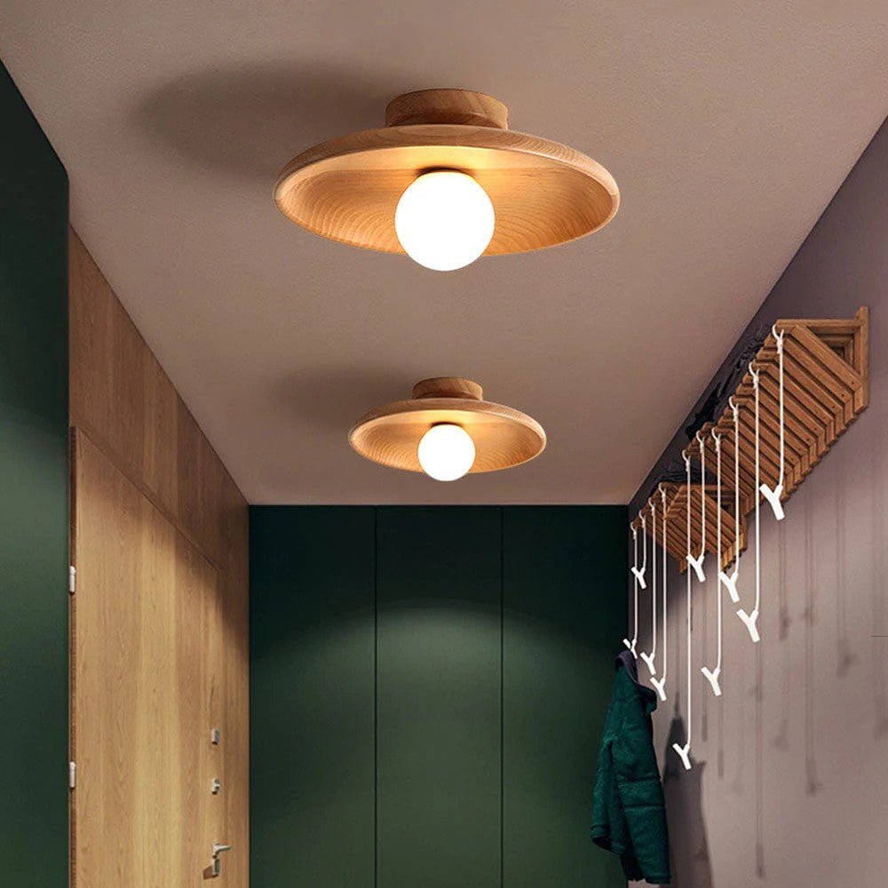 HaloWood Nordic Wood Round Ceiling Light - Lattea Global