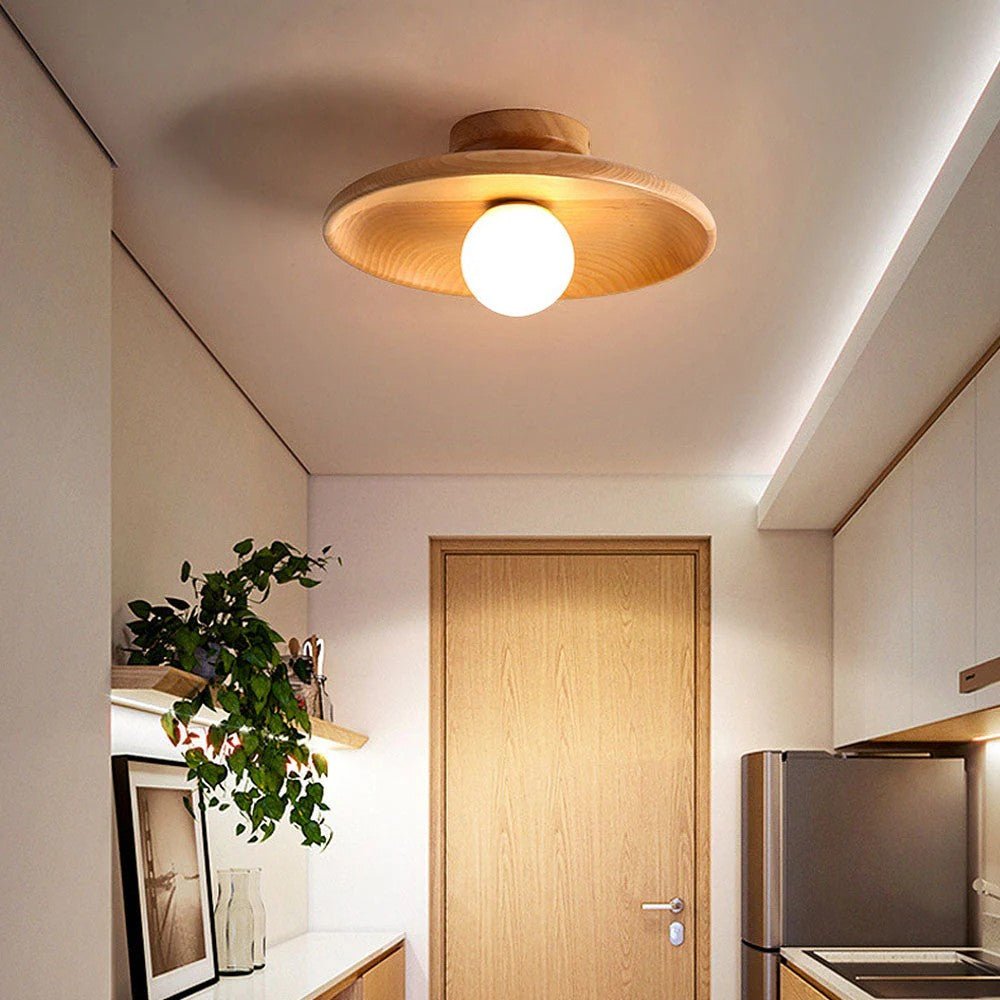 HaloWood Nordic Wood Round Ceiling Light - Lattea Global