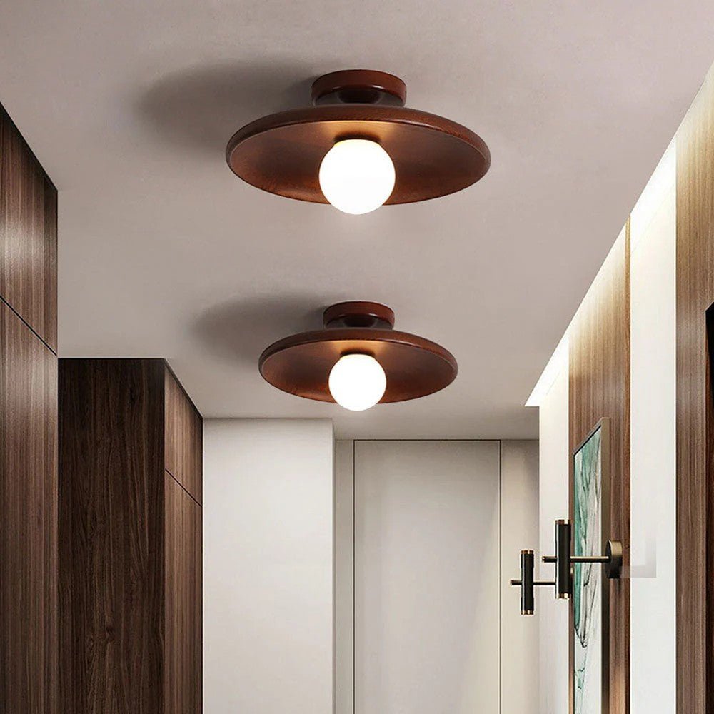HaloWood Nordic Wood Round Ceiling Light - Lattea Global
