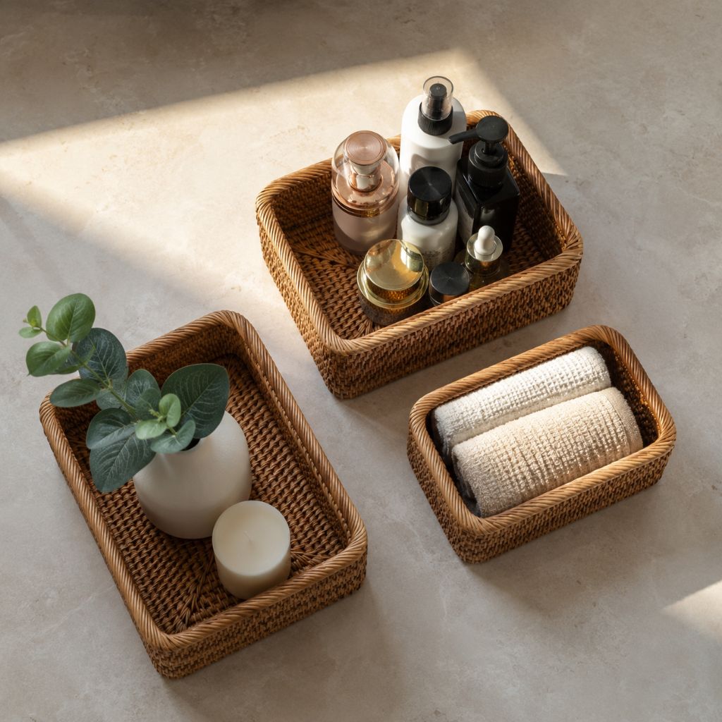 Handwoven Rattan Rectangular Storage Basket