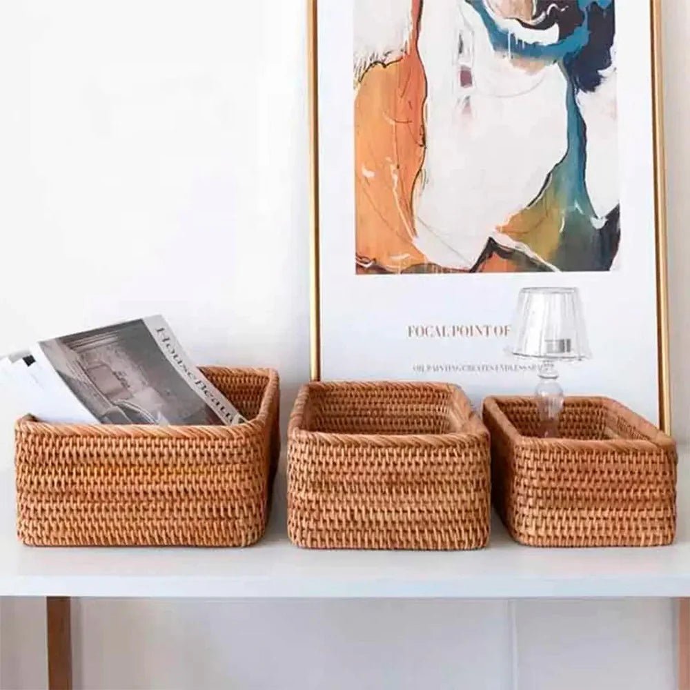 Handwoven Rattan Multipurpose Rectangular Storage - Lattea Global