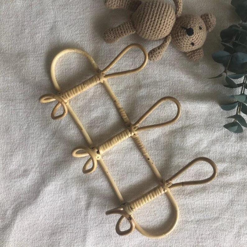 Handwoven Rattan Wall Hooks – Trio Design for Style & Function - Lattea Global