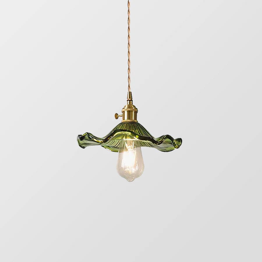 Hibiscus Flower Scalloped Glass Pendant Light - Lattea Global