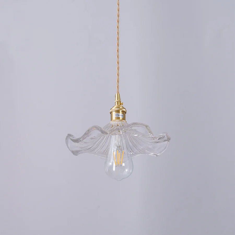 Hibiscus Flower Scalloped Glass Pendant Light - Lattea Global