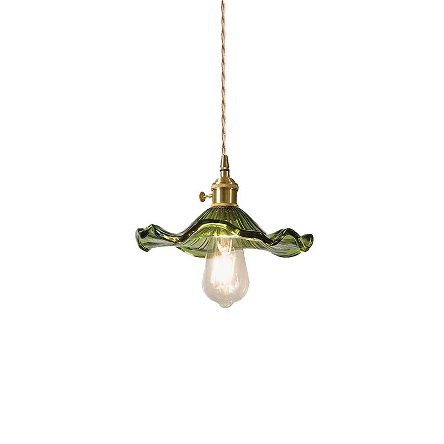 Hibiscus Flower Scalloped Glass Pendant Light - Lattea Global