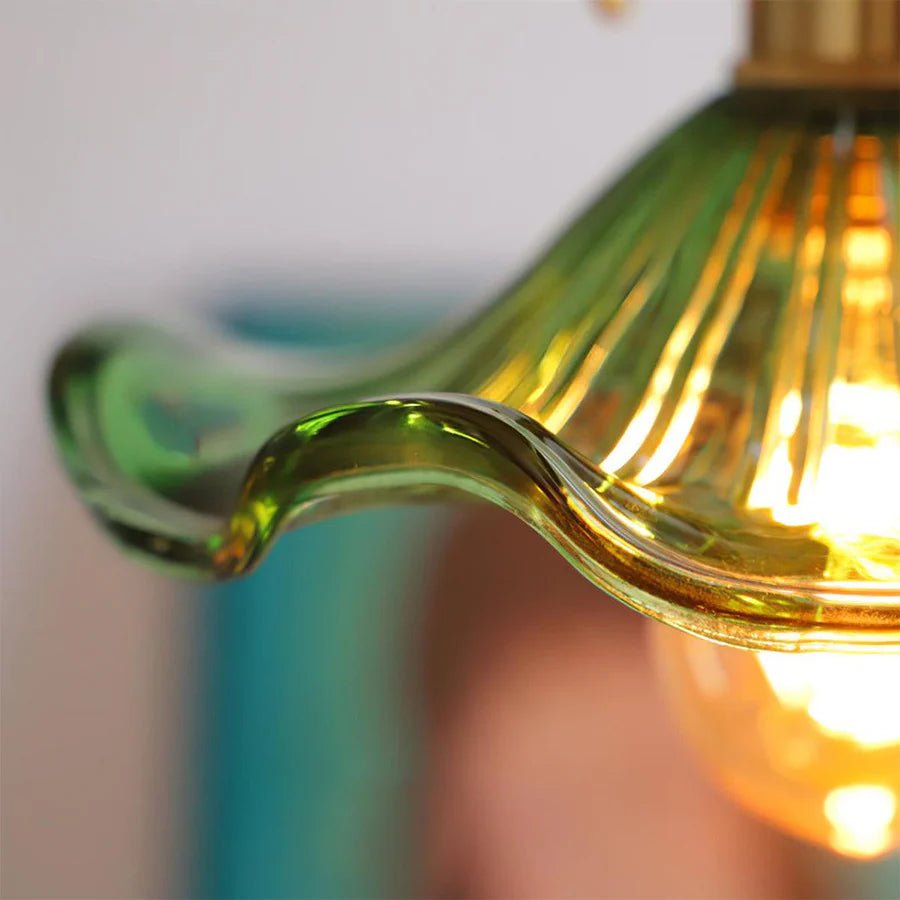 Hibiscus Flower Scalloped Glass Pendant Light - Lattea Global