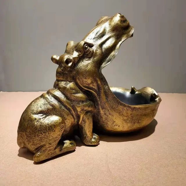 Hippo Figurine Decor Resin Accent - Lattea Global