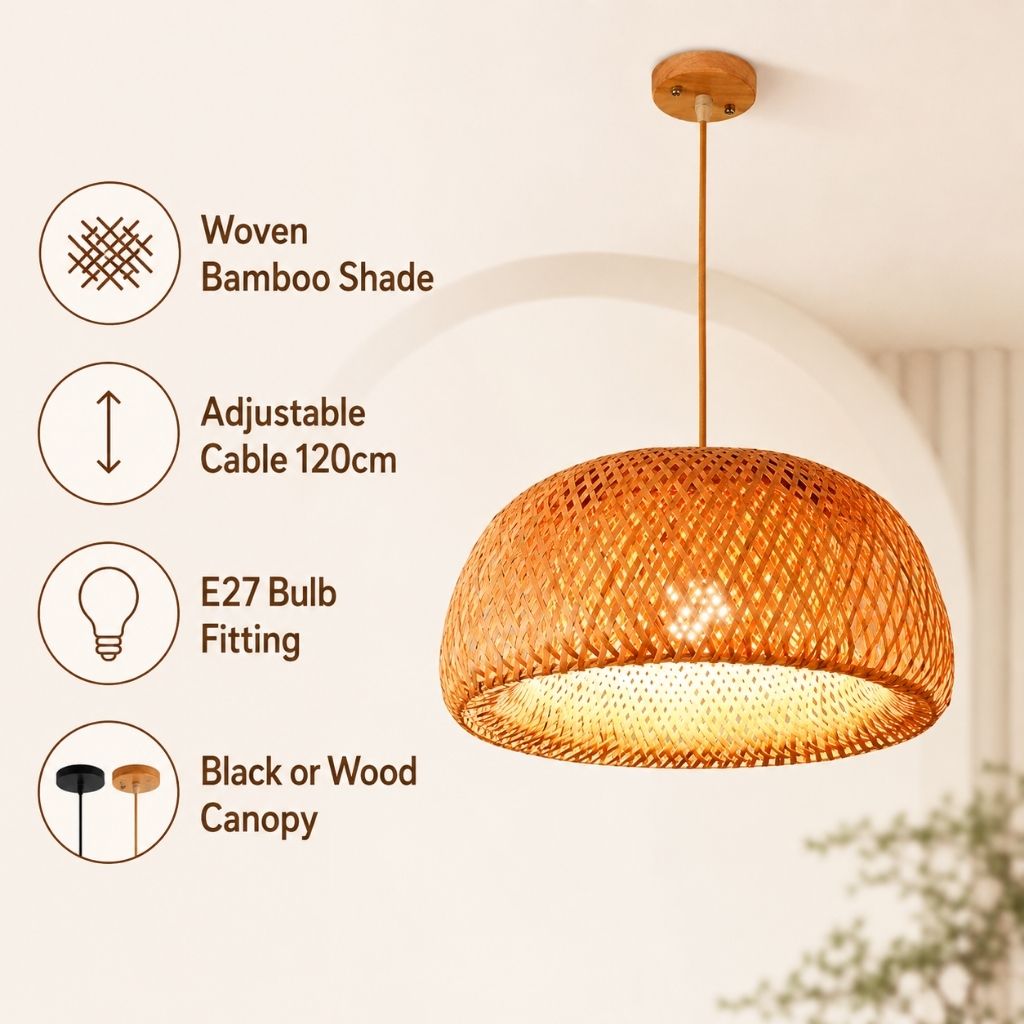 Hygge Woven Bamboo Pendant Light
