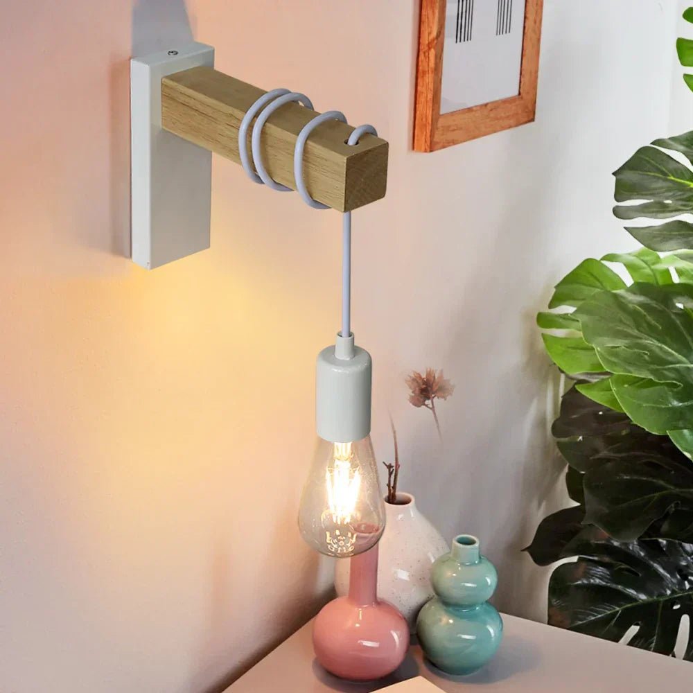 Industrial Wall Sconce with Wood and Iron Design - Lattea Global