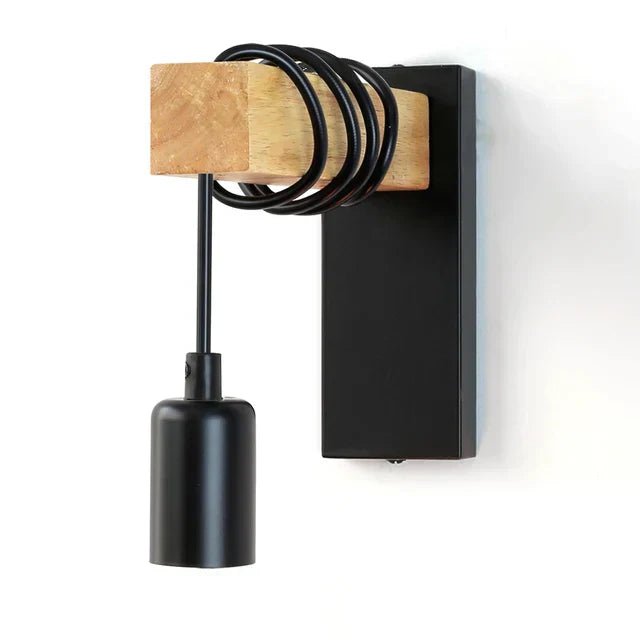 Industrial Wall Sconce with Wood and Iron Design - Lattea Global