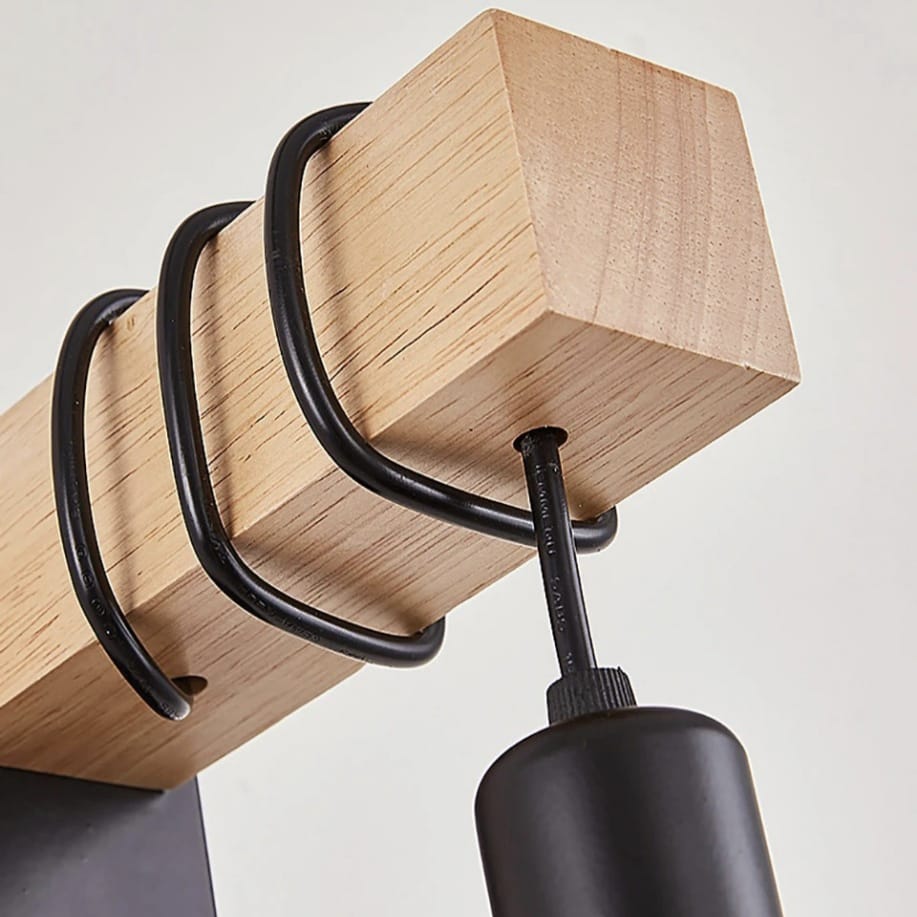 Industrial Wall Sconce with Wood and Iron Design - Lattea Global