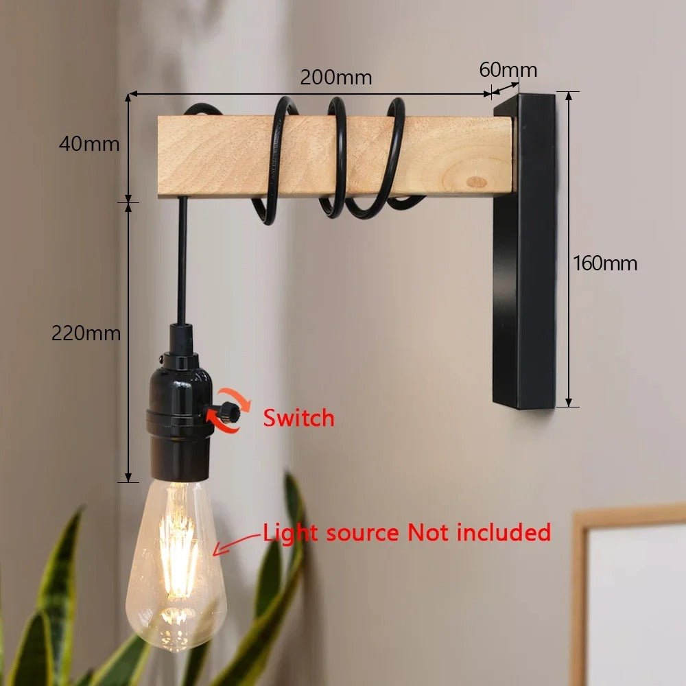 Industrial Wall Sconce with Wood and Iron Design - Lattea Global