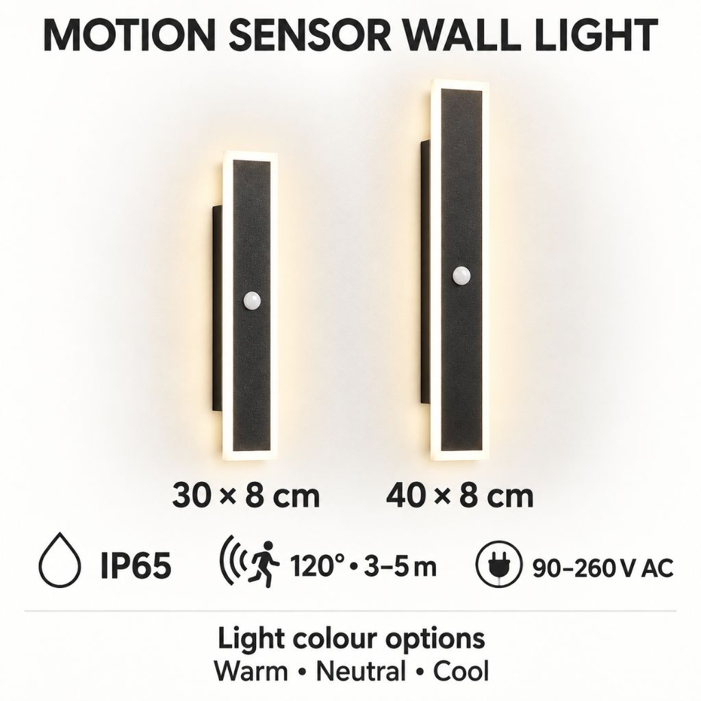 IP65 Linear Outdoor LED Wall Light with Motion Sensor