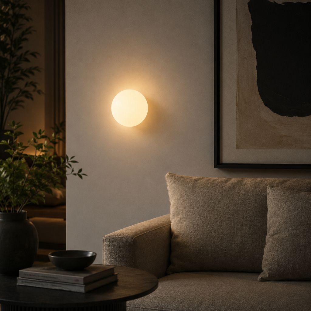 Japandi Minimalist Spherical Glass Wall Light Sconce