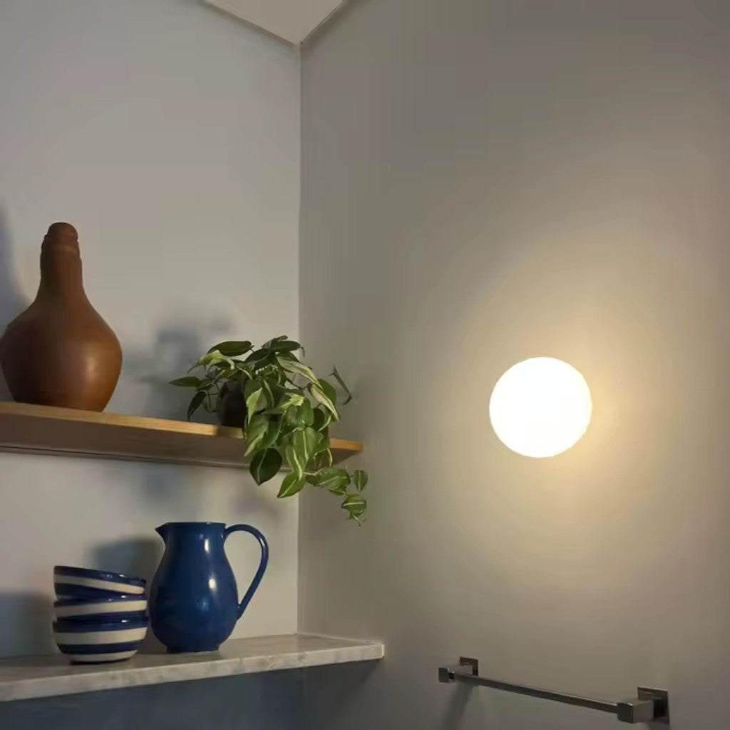 Japandi Minimalist Spherical Glass Wall Light Sconce