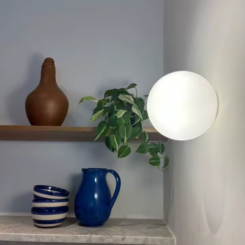 Japandi Minimalist Spherical Glass Wall Light Sconce