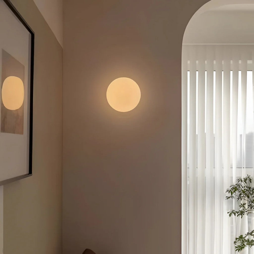 Japandi Minimalist Spherical Glass Wall Light Sconce