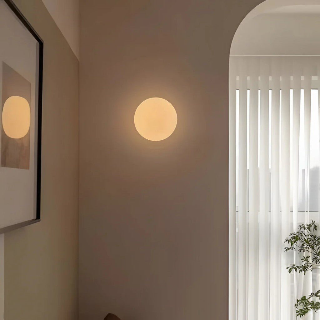 Japandi Minimalist Spherical Glass Wall Light Sconce