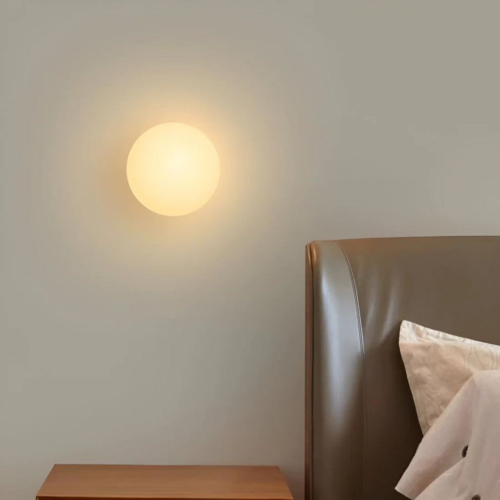Japandi Minimalist Spherical Glass Wall Light Sconce