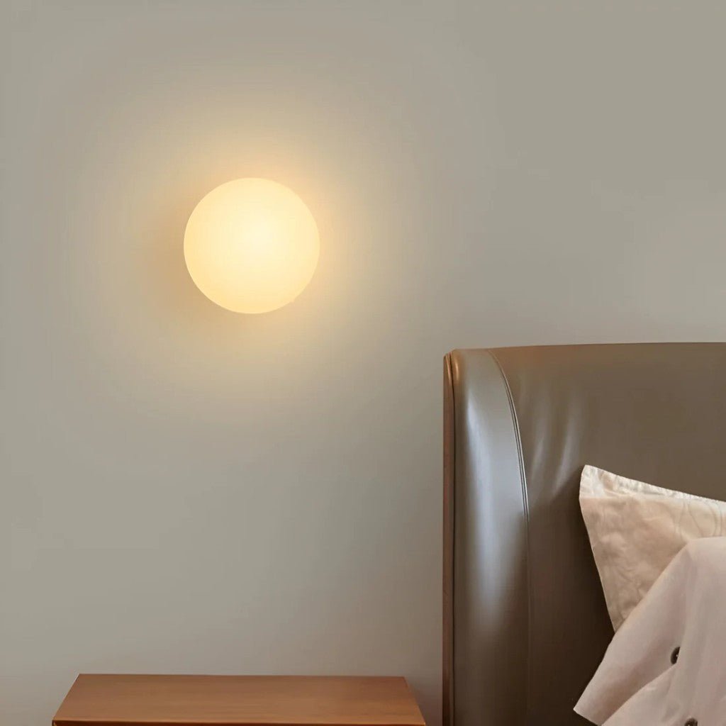 Japandi Minimalist Spherical Glass Wall Light Sconce