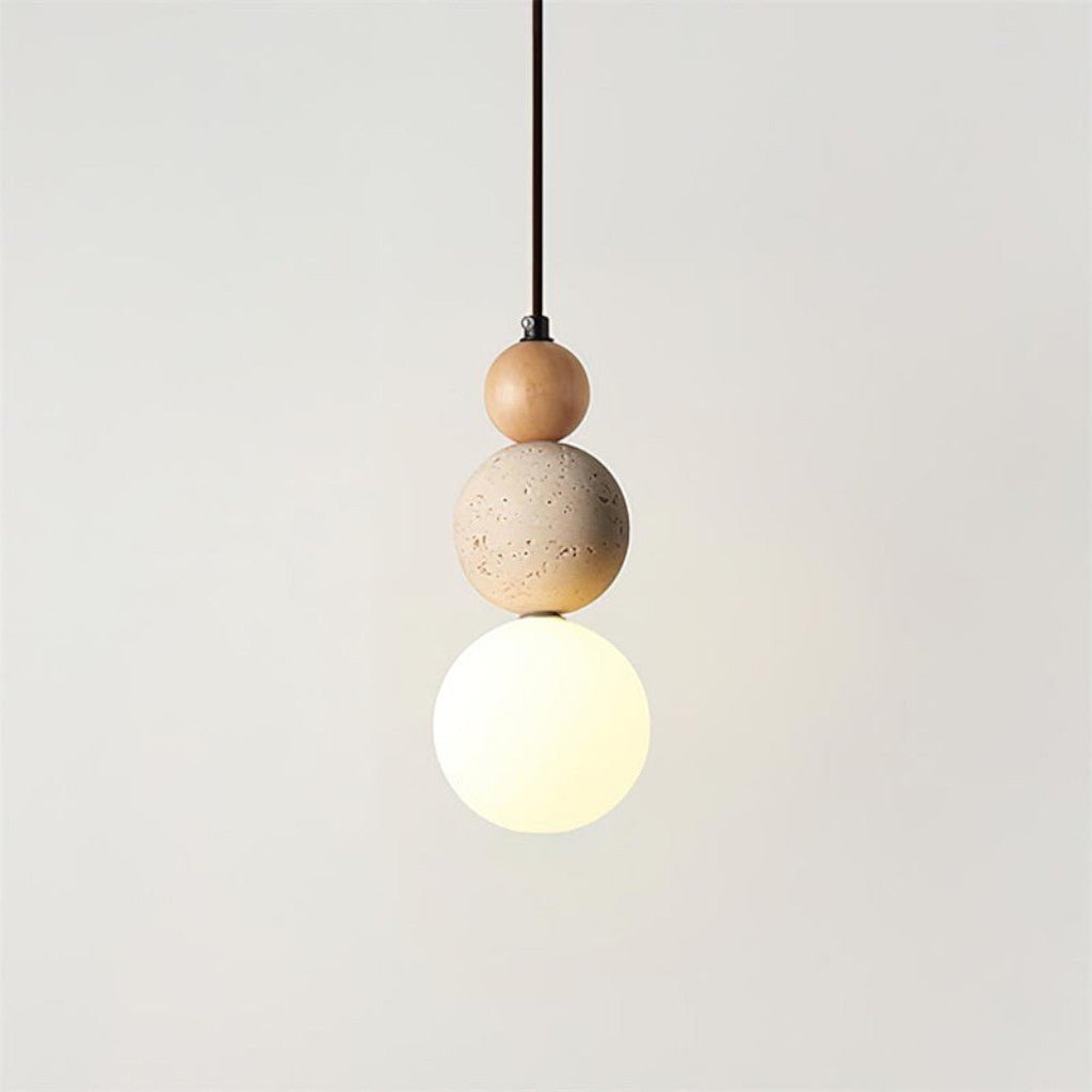 Japandi Travertine Orbs Pendant Light
