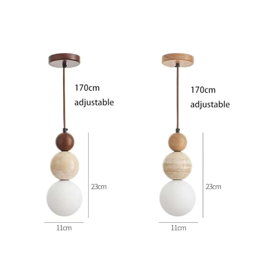 Japandi Travertine Orbs Pendant Light