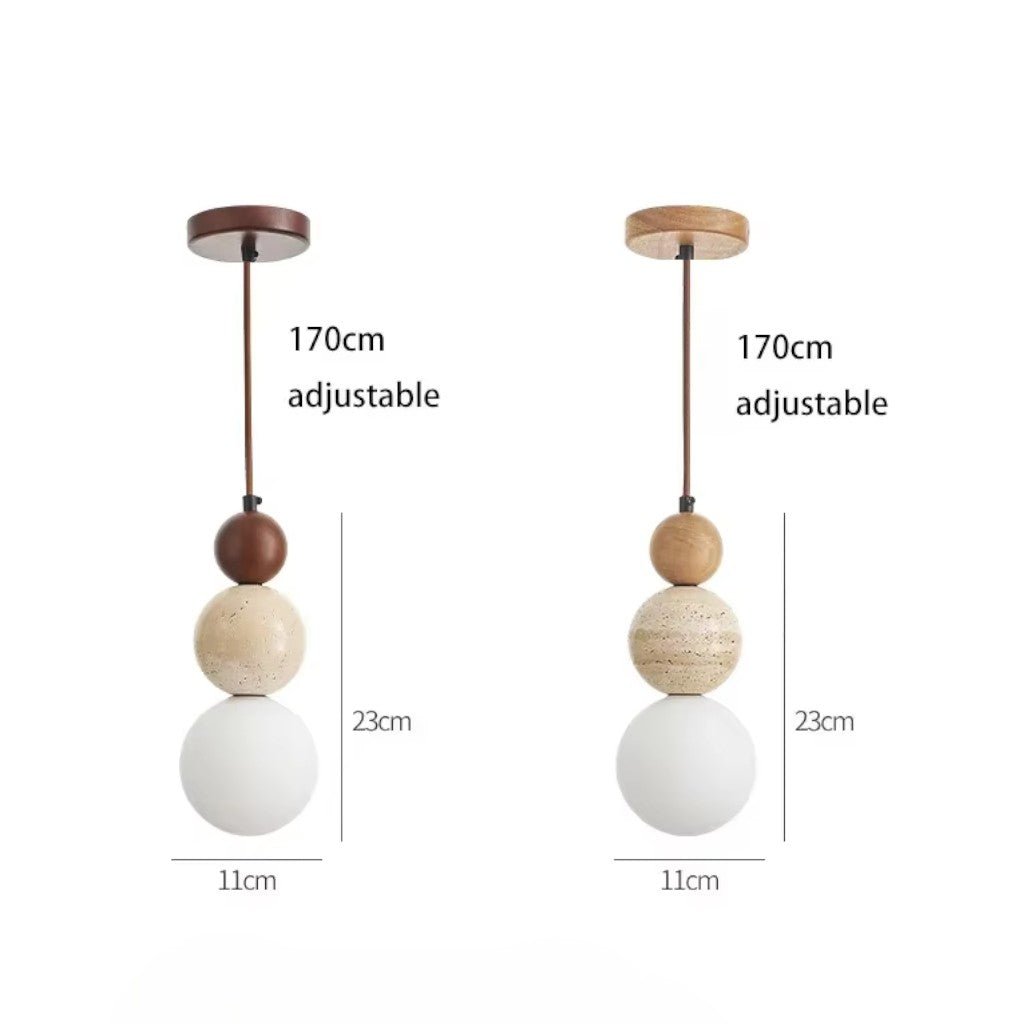 Japandi Travertine Orbs Pendant Light