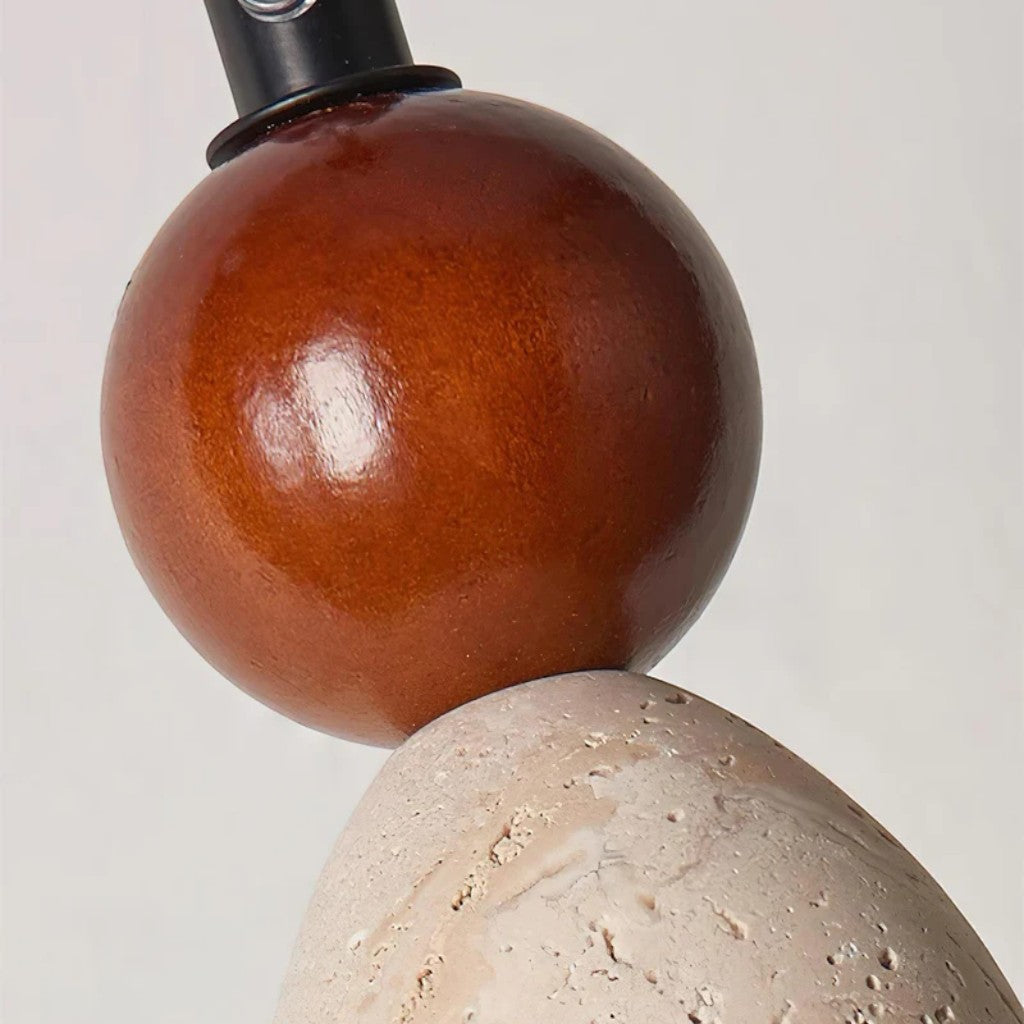 Japandi Travertine Orbs Pendant Light