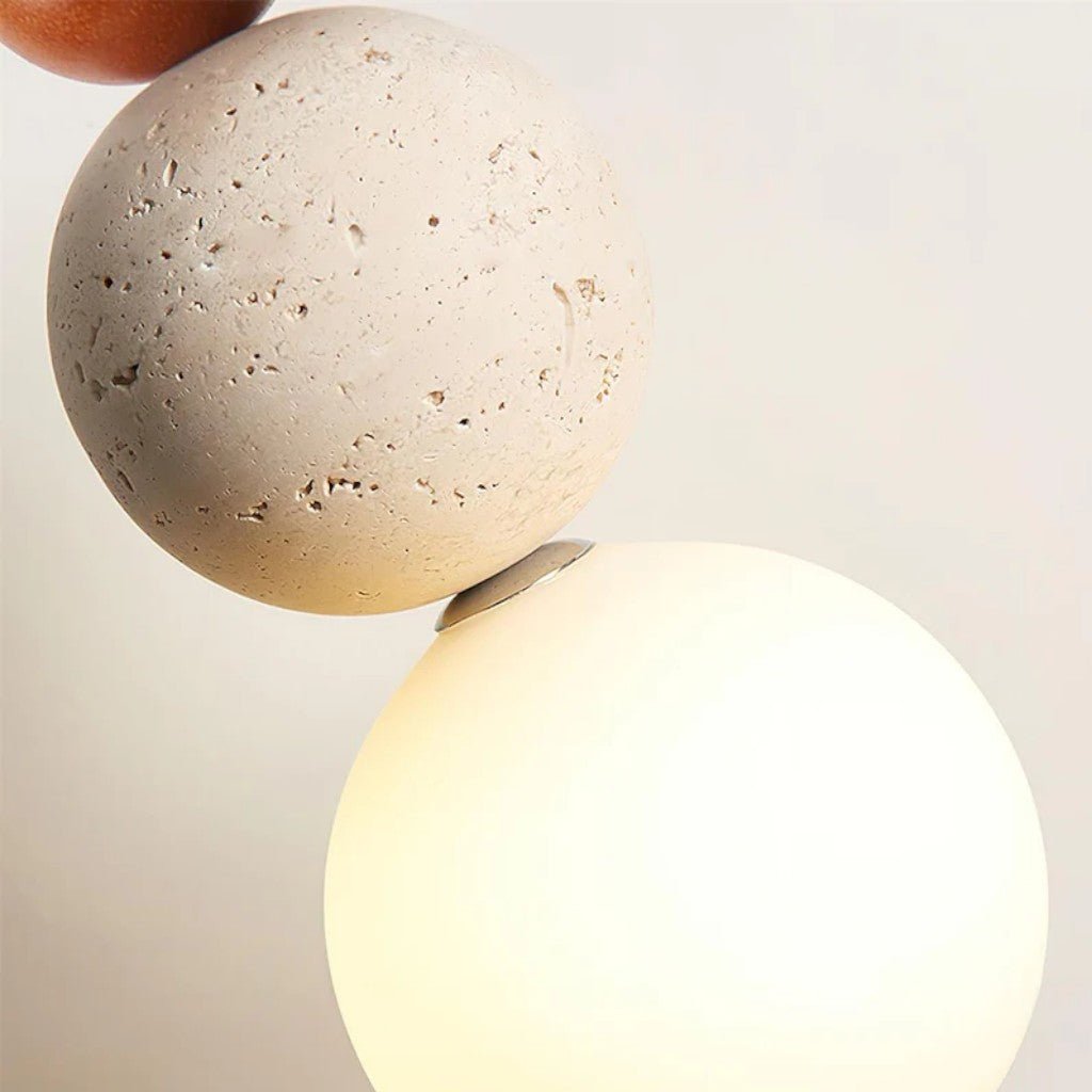 Japandi Travertine Orbs Pendant Light