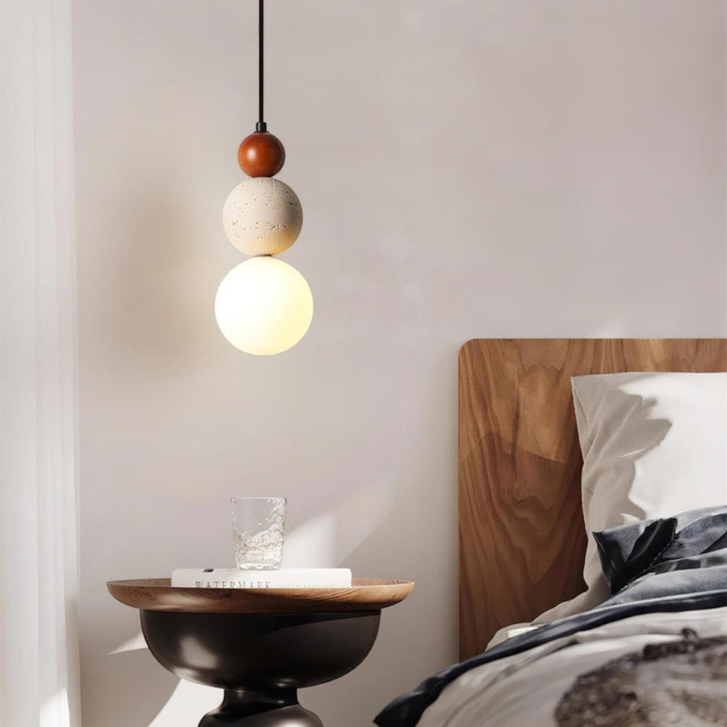 Japandi Travertine Orbs Pendant Light