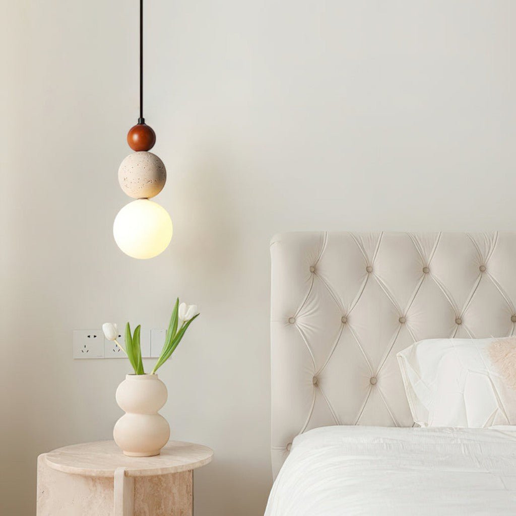 Japandi Travertine Orbs Pendant Light