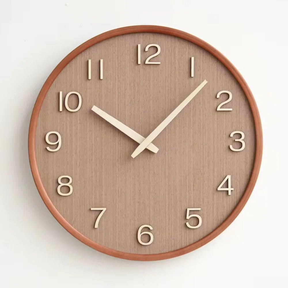 Japanese style silent wooden wall clock 30cm retro quartz analogue - view 3