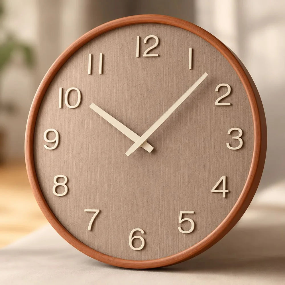 Japanese style silent wooden wall clock 30cm retro quartz analogue - view 10