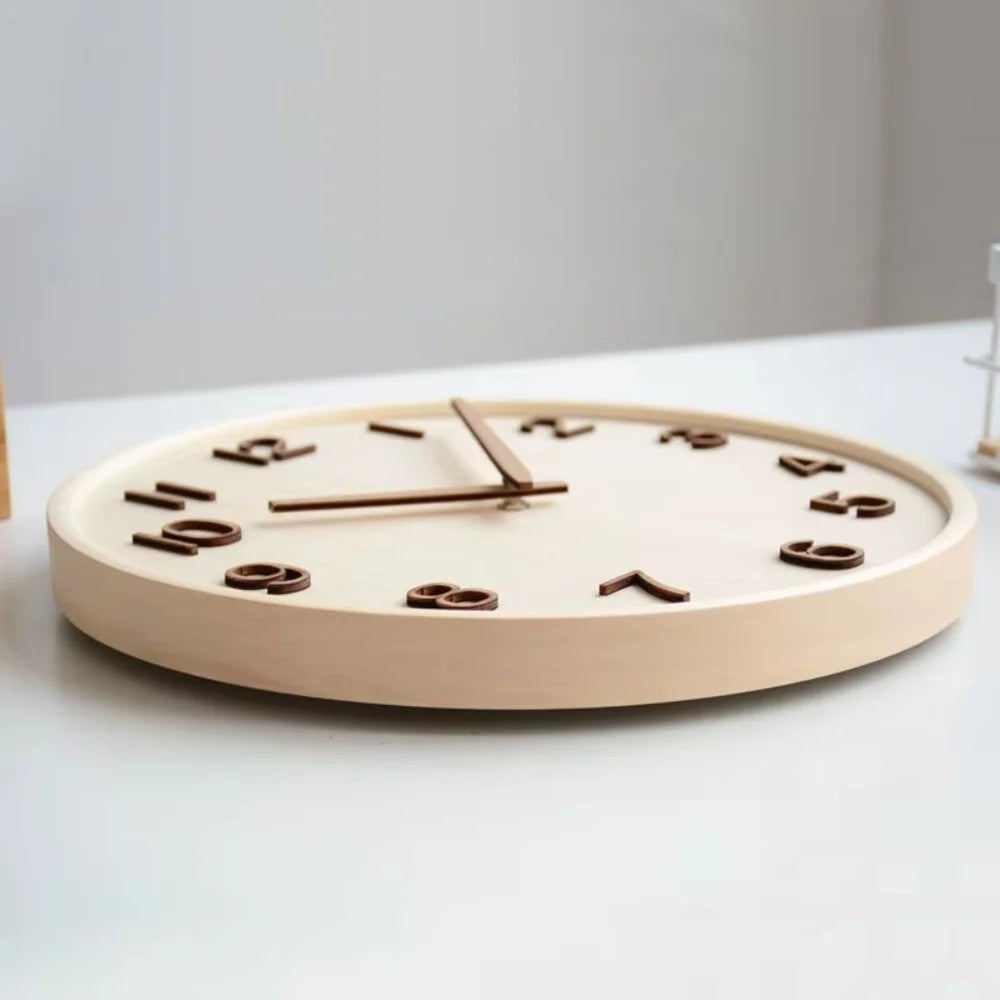 Japanese style silent wooden wall clock 30cm retro quartz analogue - view 11