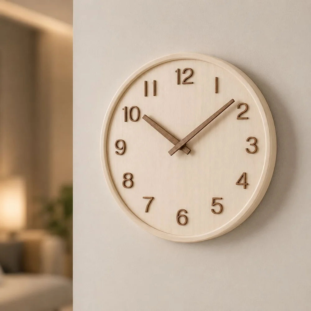 Japanese style silent wooden wall clock 30cm retro quartz analogue - view 17