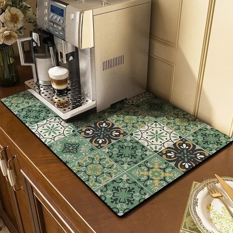 Kitchen Counter Mat - Washable and Absorbent Floral Design - Lattea Global