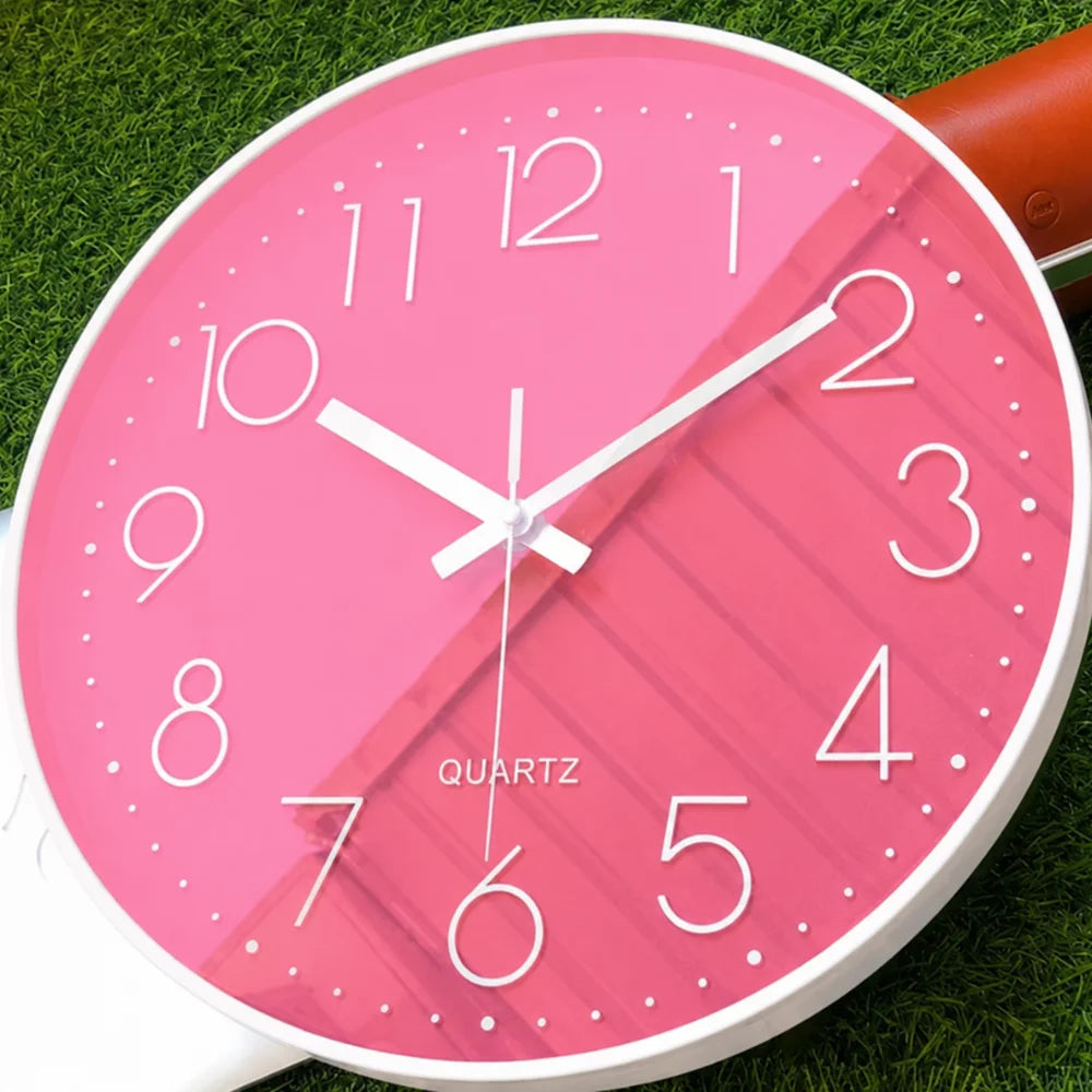 Large pink wall clock quartz minimalist nordic style – view 9