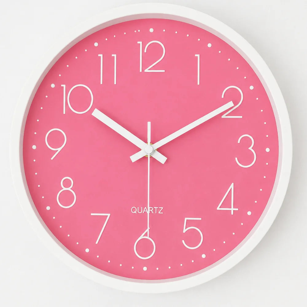 Large pink wall clock quartz minimalist nordic style – view 10
