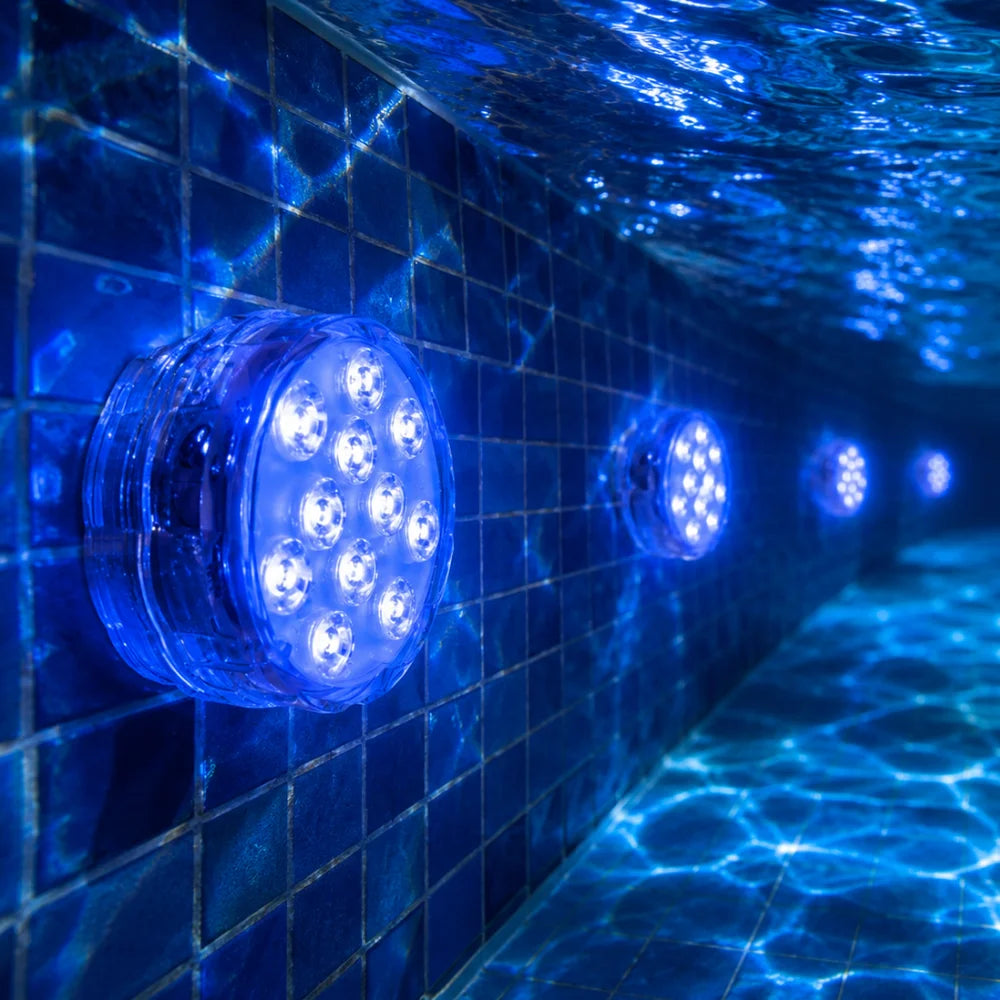 Led submersible pool light rgb ip68 remote control - suction cup mount