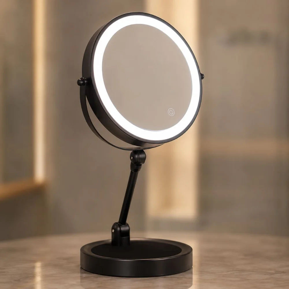 Lighted tabletop makeup mirror 10x magnifying - touch screen light control – view 4