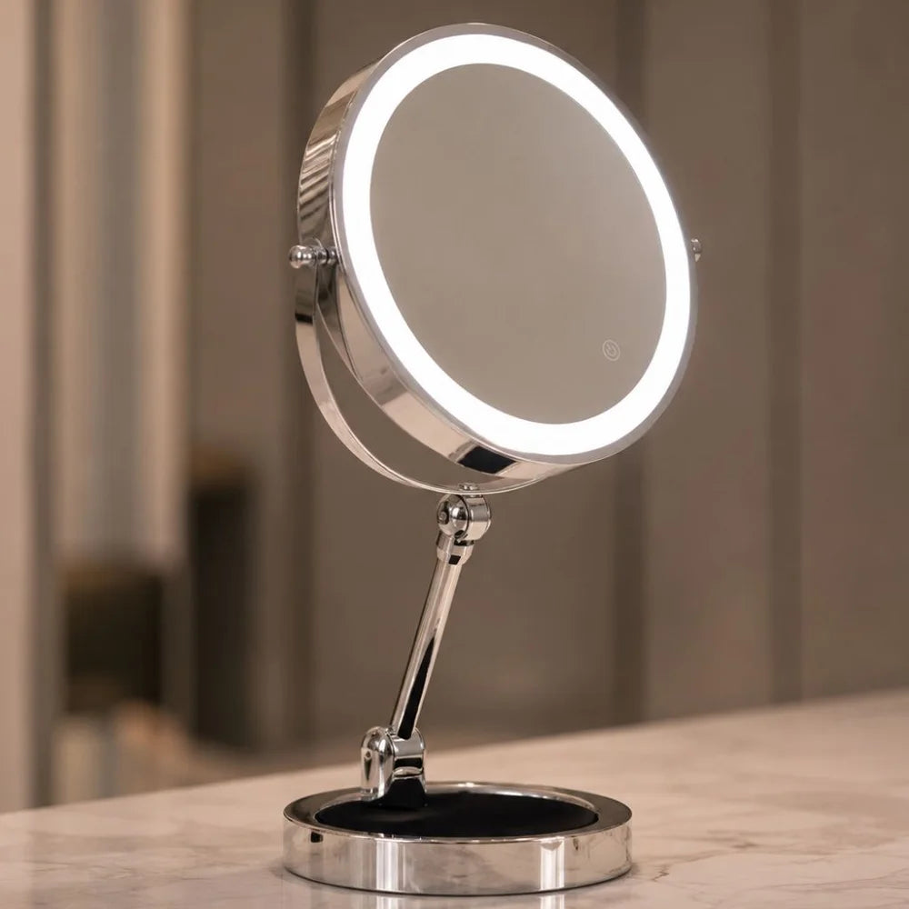 Lighted tabletop makeup mirror 10x magnifying - touch screen light control – view 9
