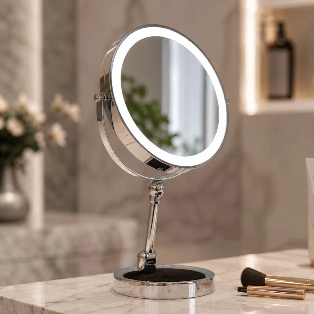Lighted tabletop makeup mirror 10x magnifying - touch screen light control – view 12
