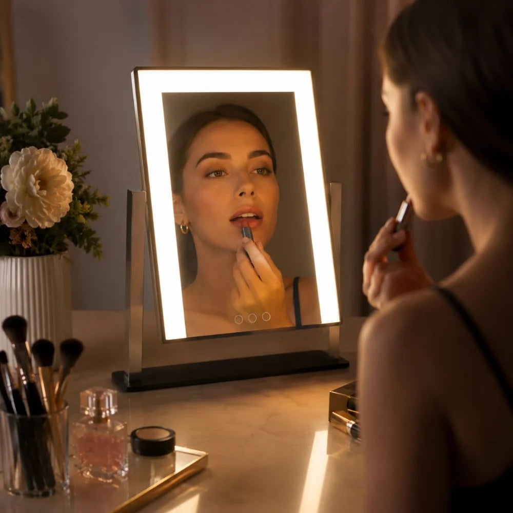 Lighted vanity makeup mirror 3 colour led touch control 15x magnifying – view 3