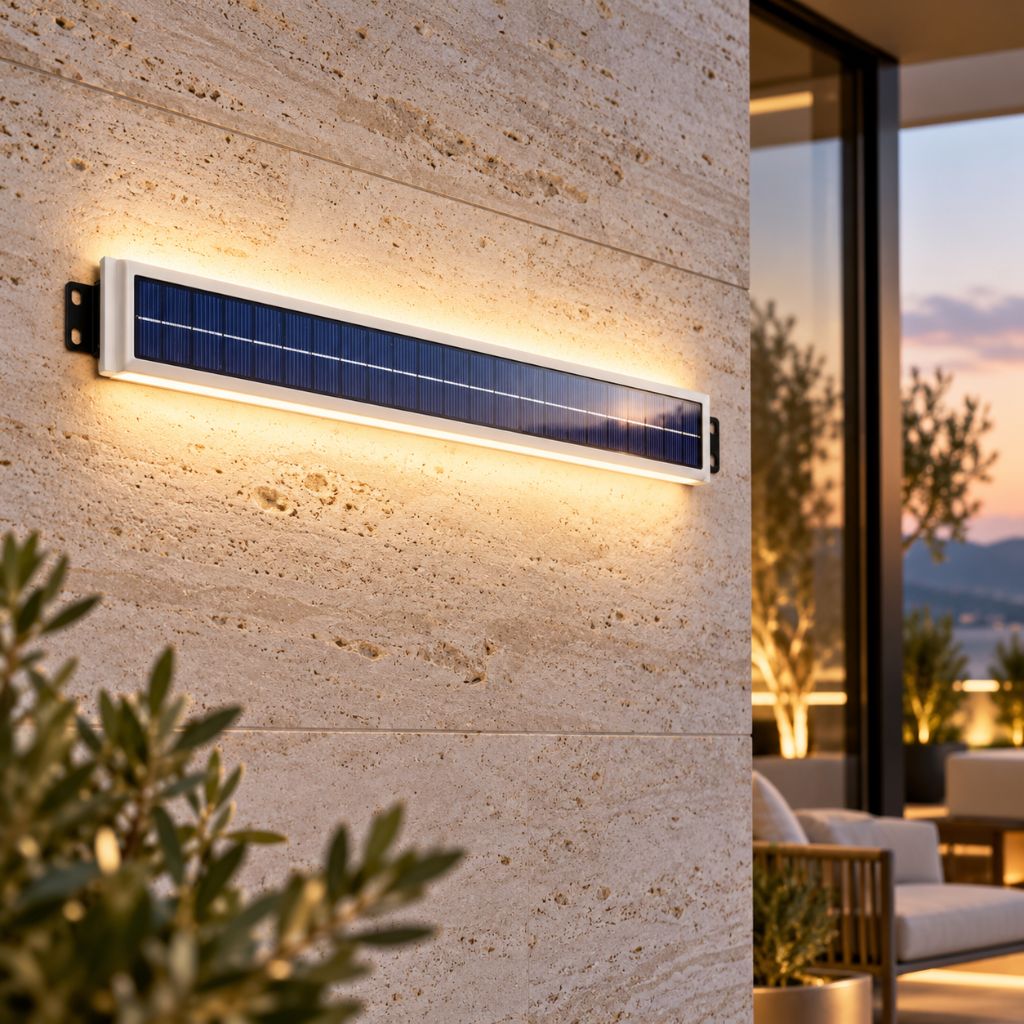 Linear Aluminium Solar LED Outdoor Wall Light IP65