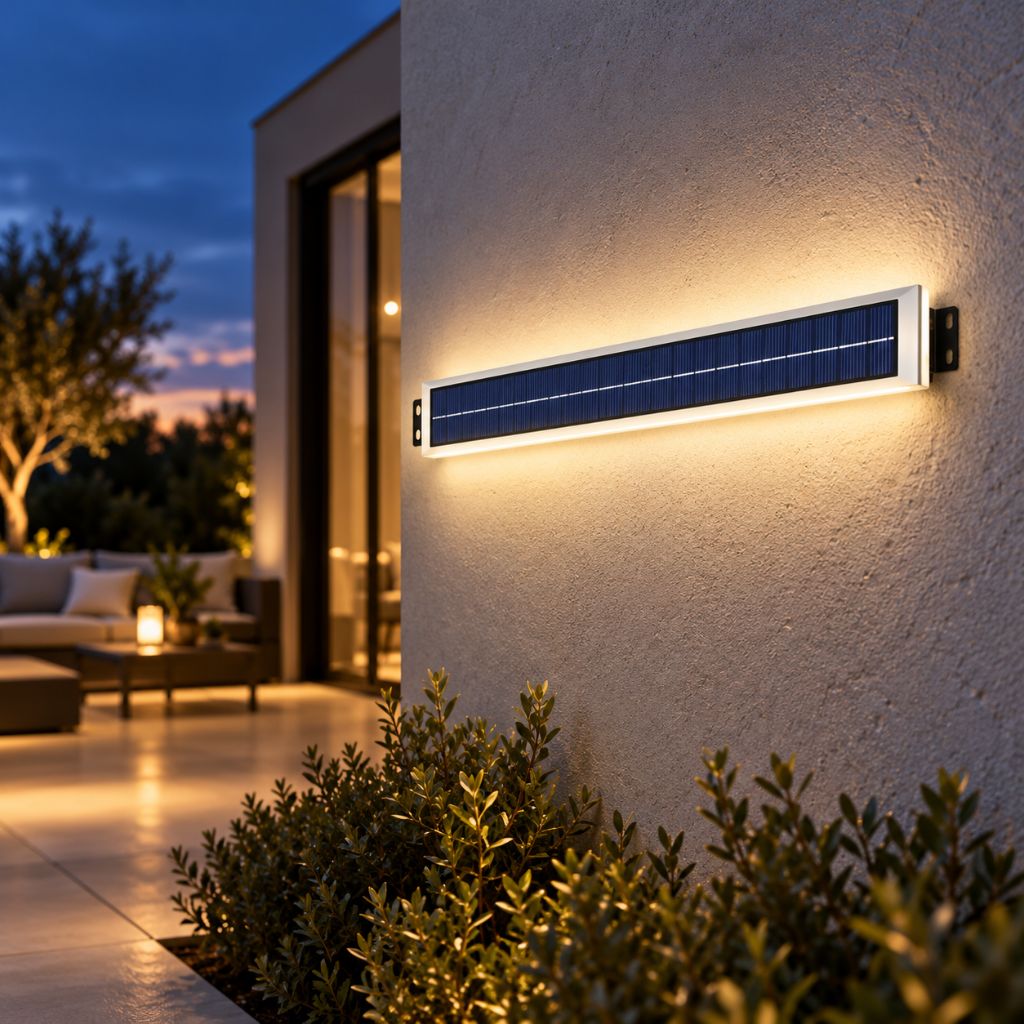 Linear Aluminium Solar LED Outdoor Wall Light IP65
