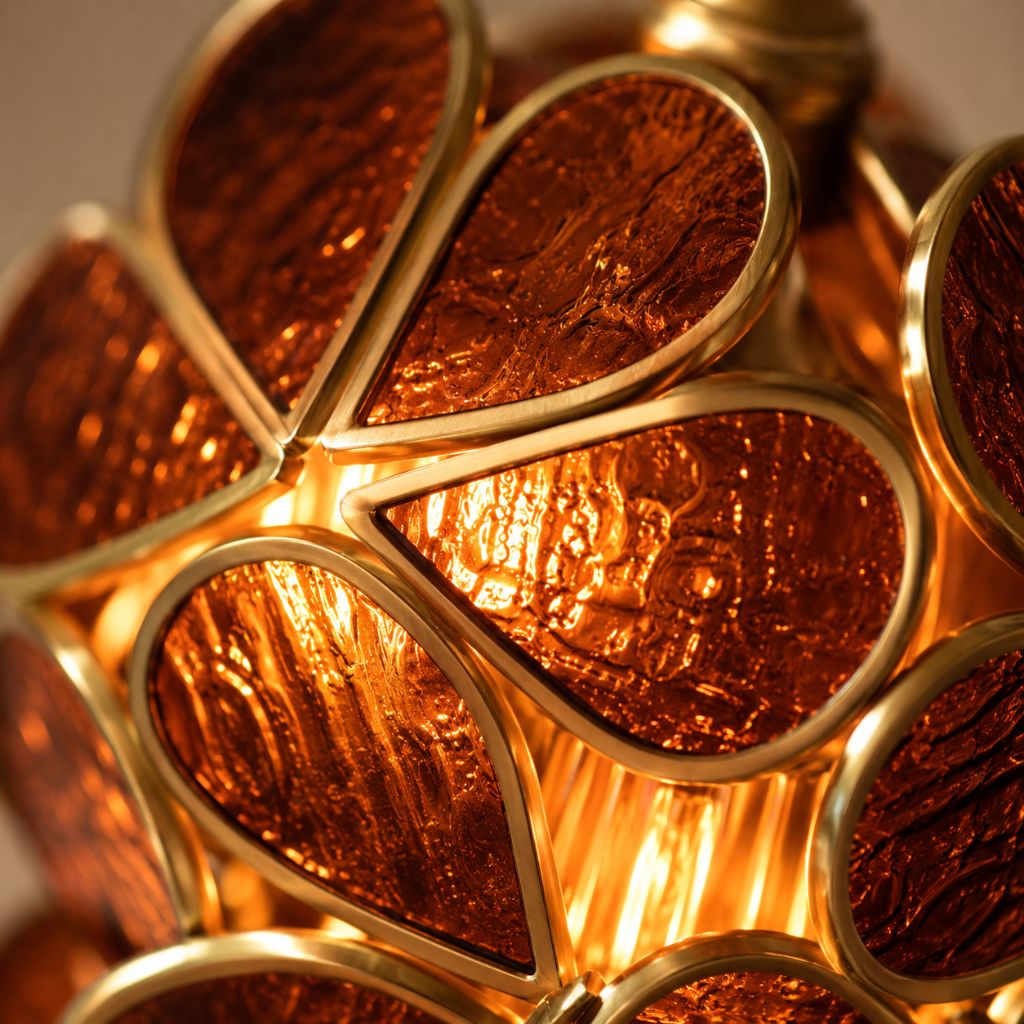 LotusGlow Vintage Brass & Glass Flower Pendant Light