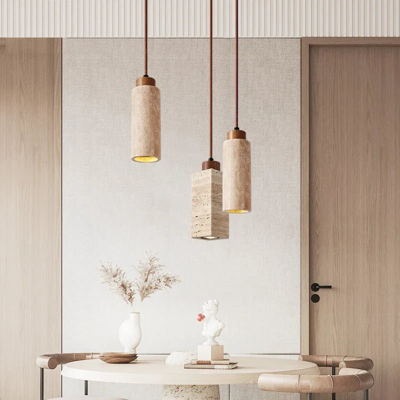 LumiTerra Travertine Pendant Light