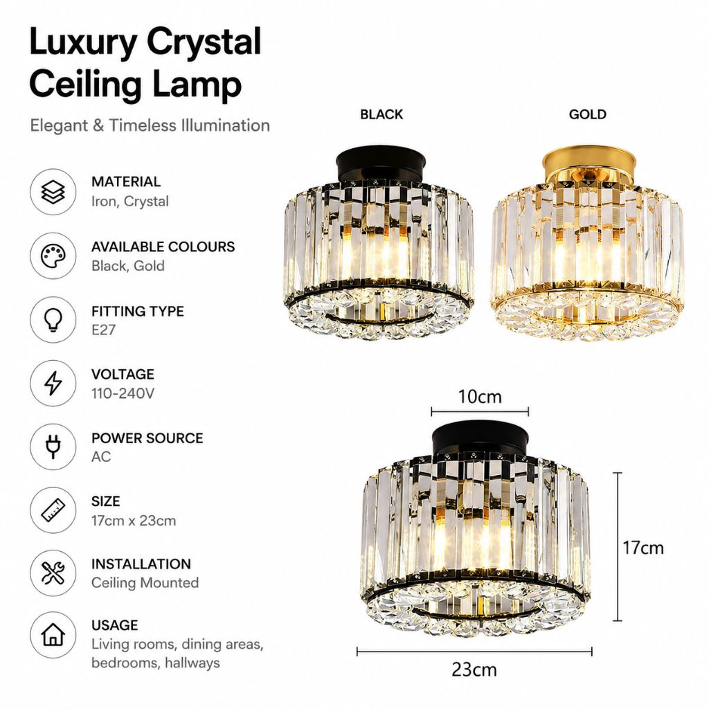 Luxury Crystal Ceiling Lamp – Elegant & Timeless Illumination