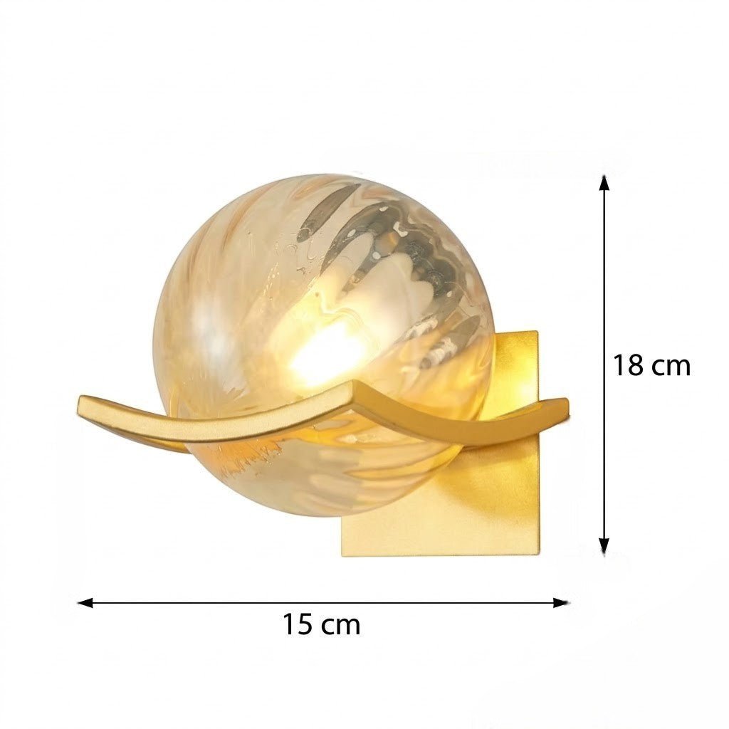 Lyra Glass Globe Wall Sconce with Gold Finish - Lattea Global